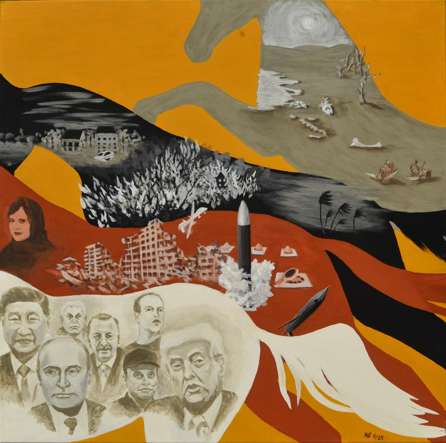 C Pet vier 100 x100 Erdfarbe Eitempera Leinwand